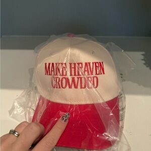 Red and White Cap with Embroidered Text